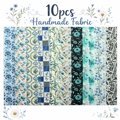 10pcs Vintage Blue Hydrangea Floral Pattern Jelly Roll Fabric Strips 2.5X19.7inch Pre-Cut 100% Polyester For Patchwork Quilts, Table Runners, Placemats, Tote Bags, Storage Pouches, Makeup Bags, Coasters, Quilt Blocks & Binding