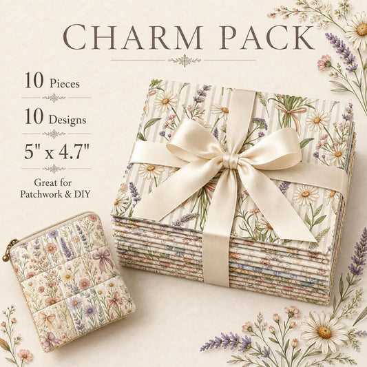 10pcS Charm Pack Set Floral Pattern VIntage Style Handmade DIY With Rich Color and Texture Elements 100% Polyester Patchwork in 10 Design Styles Suitable For Patchwork DIY Craft Projects DIY Wallet Making Gift Giving Bag Making Mother's Day Gift