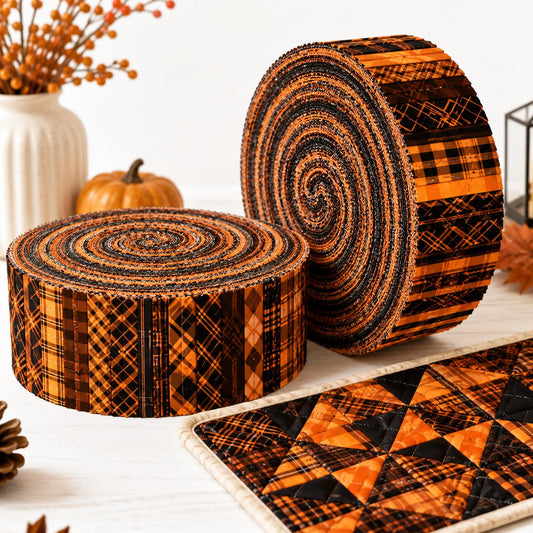 10pcs Vintage Plaid Autumn Pattern Jelly Roll Fabric Strips 2.5X19.7inch Pre-Cut 100% Polyester For Patchwork Quilts, Table Runners, Placemats, Tote Bags, Storage Pouches, Makeup Bags, Coasters, Quilt Blocks & Binding
