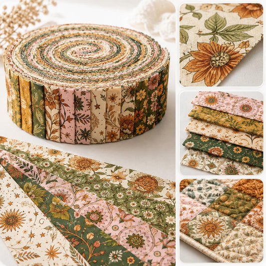 10pcs Vintage Floral Pattern Jelly Roll Fabric Strips 2.5X19.7inch Pre-Cut 100% Polyester For Patchwork Quilts, Table Runners, Placemats, Tote Bags, Storage Pouches, Makeup Bags, Coasters, Quilt Blocks & Binding