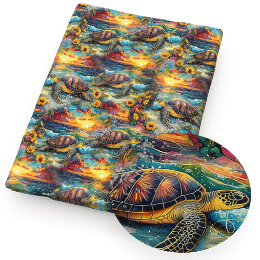 turtle tortoise sunflower ocean series fabric