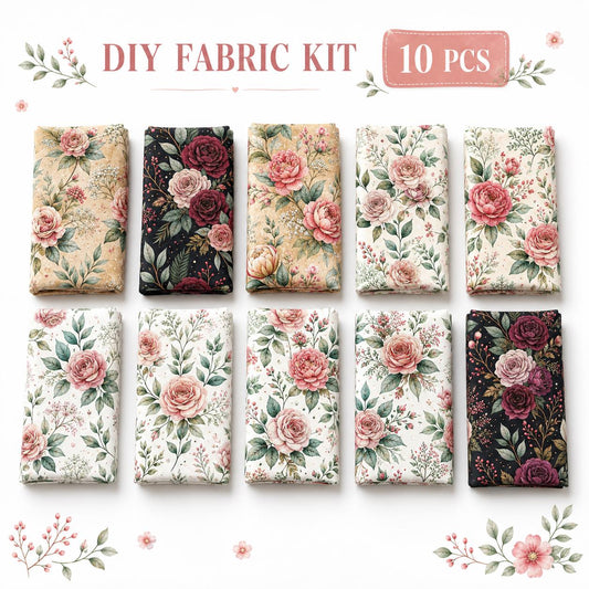 10Pc/Set Flower Series Fat Quarter Fabric, Pre-Cut Square Fabric Assort, Fabric Set, Craft Fabric, Handmade DIY Patchwork Fabric,Home Quilting Sewing Fabric, Packaging Fabric, Scrapbooking Craft Hobbyist