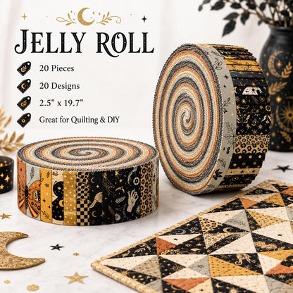 20pcs Skull Hand Black Series Jelly Roll Sliced Fabric Strips 2.5X19.7inch Delicate Printed Multi-Color 100% Polyester for DIY Handmade Patchwork, Table Runners, Placemats, Tote Bags, Storage Pouches, Makeup Bags, Coasters, Quilt Blocks & Binding Pre-cut
