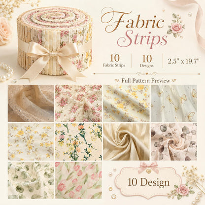 10Pc/Set, Making 10 Images 1pc Each, Each Size: 6.3*50cm Butterfly Floral Beige Series Sliced Fabric Set Style Combination, Polyester Jelly Roll Fabric Strips, Pre-Cut Quilting Squares, For Quilting DIY, Handicrafts And Sewing, Blankets, Rugs, Interior De