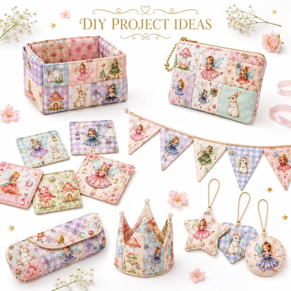 10pcs Charm Pack Set Rabbit Bird Vintage Style Pattern Handmade DIY with Rich Color and Texture Elements 100% Polyester Patchwork in 10 Design Styles Suitable for Patchwork DIY Craft Projects DIY Wallet Making Gift Giving Bag Making Mother's Day Gift