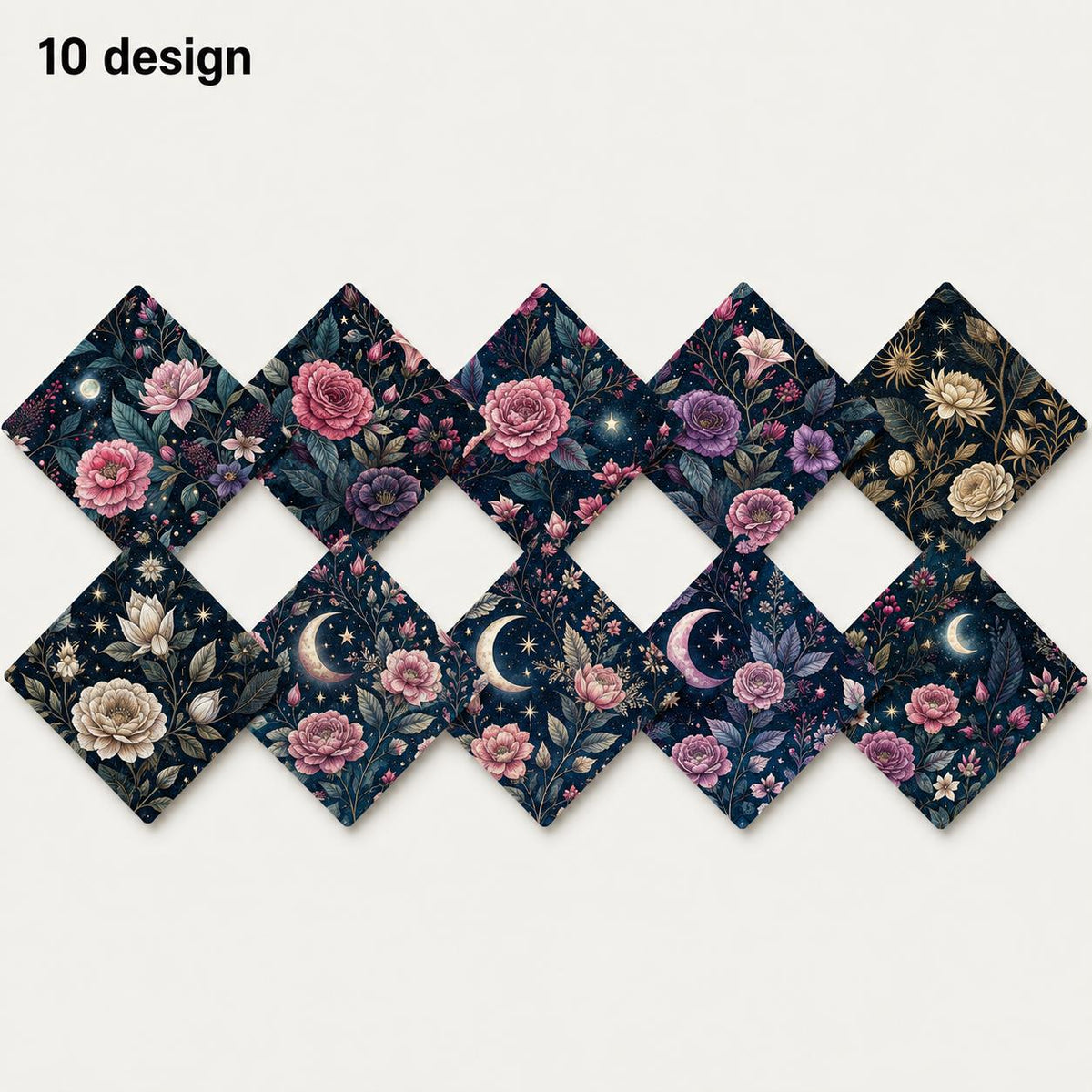 10Pc/Set Flower Black Series Fat Quarter Fabric, Pre-Cut Square Fabric Assort, Fabric Set, Craft Fabric, Handmade DIY Patchwork Fabric,Home Quilting Sewing Fabric, Packaging Fabric, Scrapbooking Craft Hobbyist
