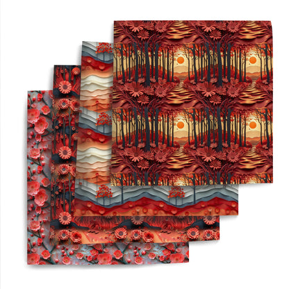 4Pc/set 7.87x7.87inch/19.68x17.7inch flower series Precut Quilting Fabric Fat Quarter Fabric Bundle, Polyester Quilting Squares for Patchwork, DIY Crafts Projects, DIY Wallet Making