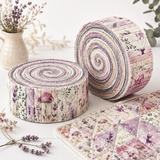 10pcs Vintage Mushroom Deer Pattern Jelly Roll Fabric Strips 2.5X19.7inch Pre-Cut 100% Polyester For Patchwork Quilts, Table Runners, Placemats, Tote Bags, Storage Pouches, Makeup Bags, Coasters, Quilt Blocks & Binding