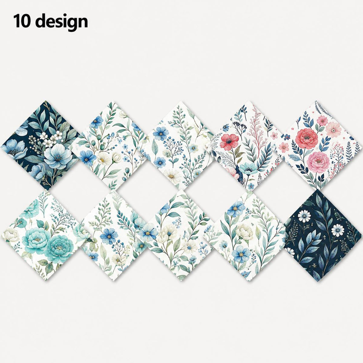 10Pc/Set Flower Series Daisy Leaves Fat Quarter Fabric, Pre-Cut Square Fabric Assort, Fabric Set, Craft Fabric, Handmade DIY Patchwork Fabric,Home Quilting Sewing Fabric, Packaging Fabric, Scrapbooking Craft Hobbyist