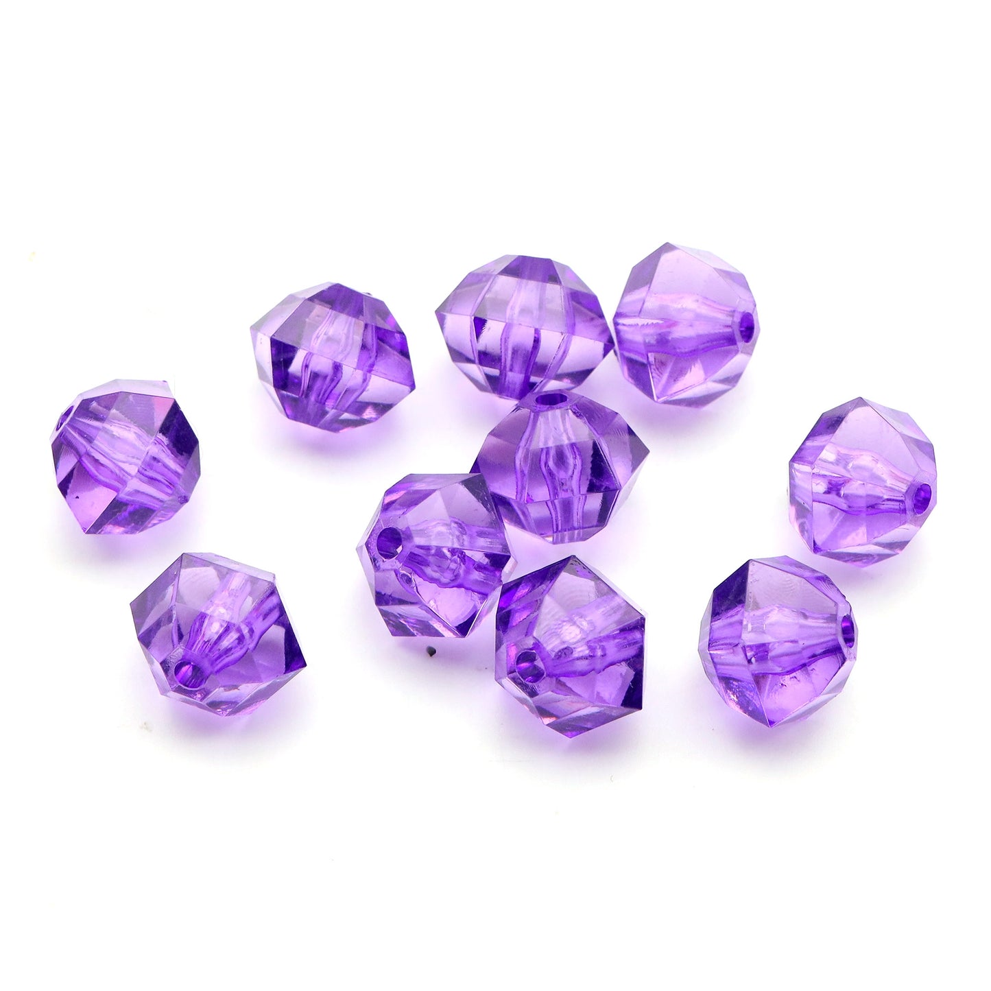 20Pcs Acrylic Transparent Hexagonal Beads Imitation Crystal Beads Loose Beads Diy Handmade Beaded Mobile Phone Chain Bracelet Necklace Making Jewelry Accessories