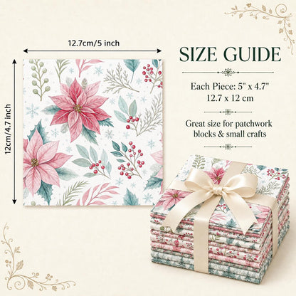 10Pc/Set Christmas Series Bird Flower Holly Pinecones Fat Quarter Fabric, Pre-Cut Square Fabric Assort, Fabric Set, Craft Fabric, Handmade DIY Patchwork Fabric,Home Quilting Sewing Fabric, Packaging Fabric, Scrapbooking Craft Hobbyist