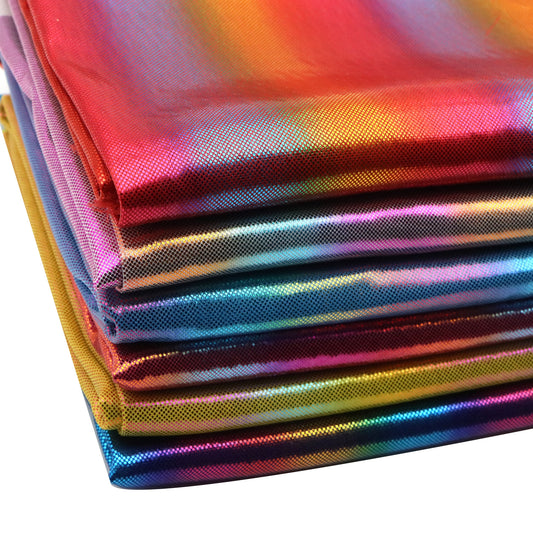 1Pc Rainbow Golden Foil Polyester Fabric,Shiny Bronzing Fabric,Gradient Metallic Color,Pre-cut 59x19.68inch Stretch Knit Fabric,Perfect for Quilting,Home Textile Sewing,DIY Wallet ,Pouches,Bag Making,Cushions,Pillow,Quilts and DIY Projects