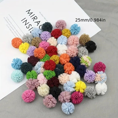 10pcs 25mm Vibrant Polyester Mesh Balls - Decorative Accessories for Clothing, Hair Accessories Making Materials - Colorful DIY Craft Supplies for Jewelry Designers