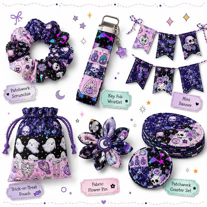 10Pc/Set, Making 10 Images 1pc Each, Each Size: 6.3*50cm Black Candy Skull Pumpkin Bat Ghost Halloween Series Sliced Fabric Set Style Combination, Polyester Jelly Roll Fabric Strips, Pre-Cut Quilting Squares, For Quilting DIY, Handicrafts And Sewing, Blan