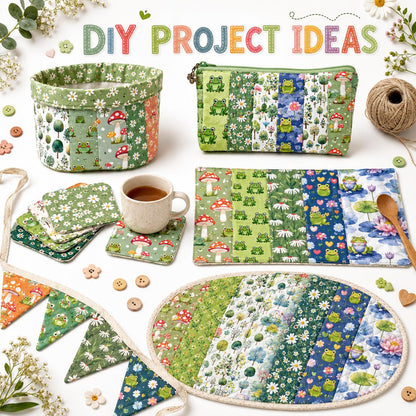 10Pc/Set, Making 10 Images 1pc Each, Each Size: 6.3*50cm Frog Animal Series Sliced Fabric Set Style Combination, Polyester Jelly Roll Fabric Strips, Pre-Cut Quilting Squares, For Quilting DIY, Handicrafts And Sewing, Blankets, Rugs, Interior Decoration, H