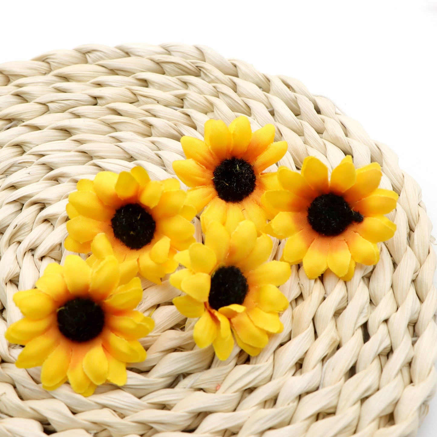 10Pcs Artificial Sunflower Heads, Small Fake for DIY Crafts, Wedding Autumn Home Decoration, Bride Shower DIY Garden