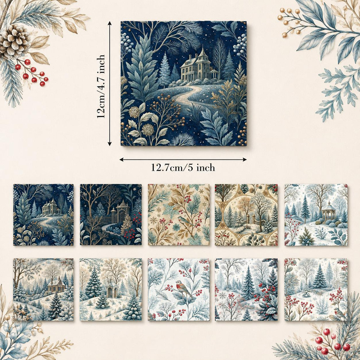 10Pc/Set Christmas Series Bird Leaves Fat Quarter Fabric, Pre-Cut Square Fabric Assort, Fabric Set, Craft Fabric, Handmade DIY Patchwork Fabric,Home Quilting Sewing Fabric, Packaging Fabric, Scrapbooking Craft Hobbyist