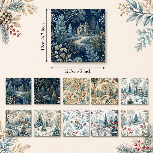 10Pc/Set Christmas Series Bird Leaves Fat Quarter Fabric, Pre-Cut Square Fabric Assort, Fabric Set, Craft Fabric, Handmade DIY Patchwork Fabric,Home Quilting Sewing Fabric, Packaging Fabric, Scrapbooking Craft Hobbyist