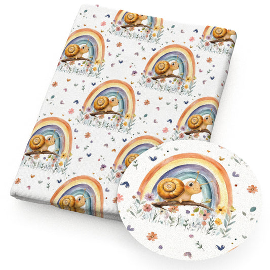snails rainbow heart love flowerfloral fabric