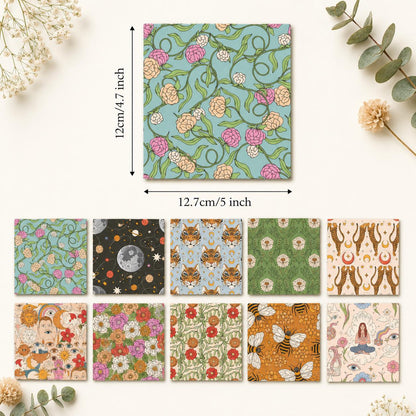 10pcs Charm Pack Set Floral Bee Pattern Vintage Style Handmade DIY with Rich Color and Texture Elements 100% Polyester Patchwork in 10 Design Styles Suitable for Patchwork DIY Craft Projects DIY Wallet Making Gift Giving Bag Making Mother's Day Gift