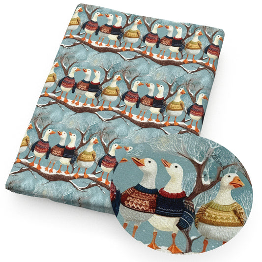 winter duck leaf leaves tree fabric