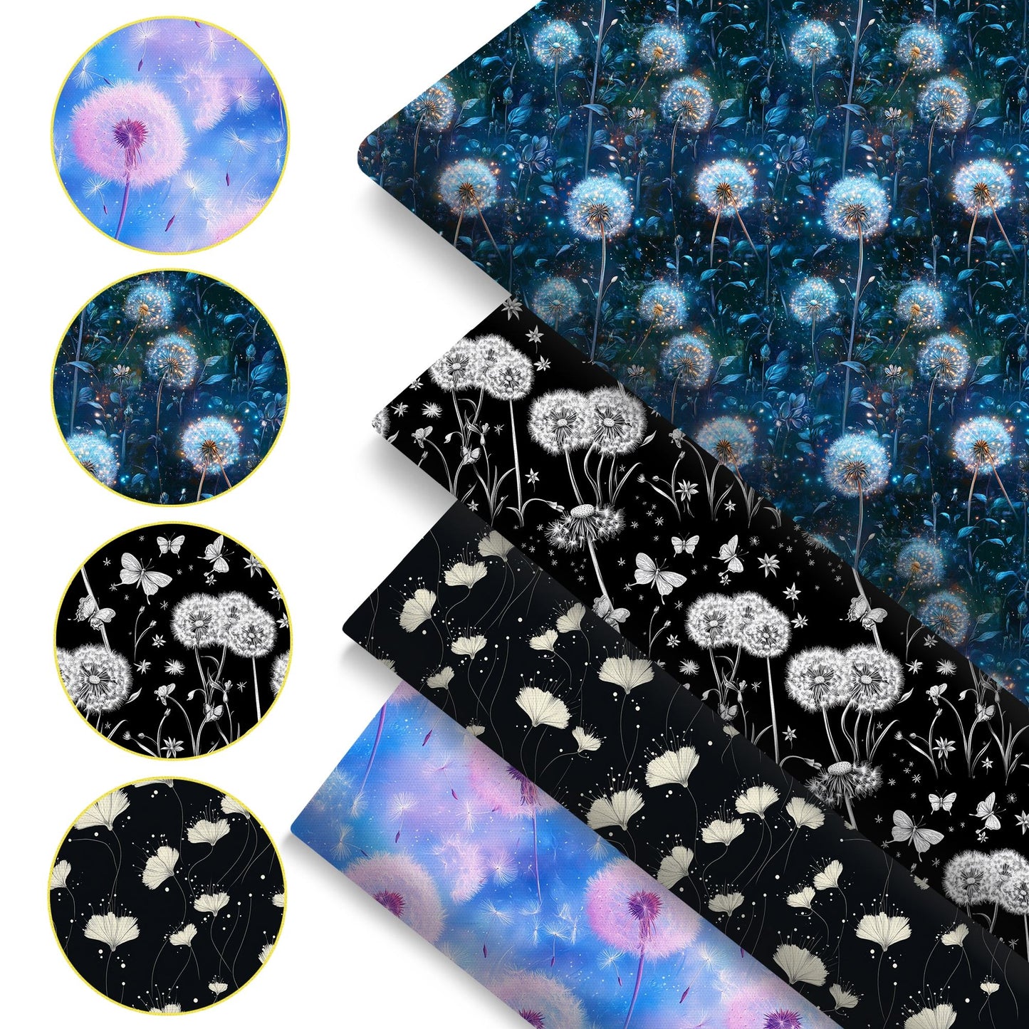 1pc Dandelion Series Pattern Quilting Fabric-17.7x19.68inch(45x50cm) Polyester Craft Fabrics DIY Handmade Projects Doll Clothes Fabric Precut For Patchwork Craft(108gsm)