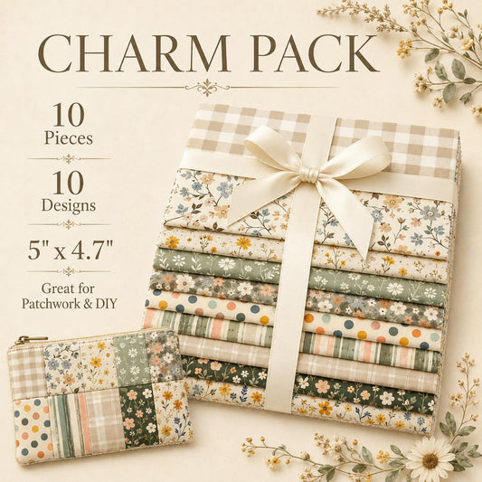 10Pc/Set Flower Series Dot Plaid Stripe Fat Quarter Fabric, Pre-Cut Square Fabric Assort, Fabric Set, Craft Fabric, Handmade DIY Patchwork Fabric,Home Quilting Sewing Fabric, Packaging Fabric, Scrapbooking Craft Hobbyist