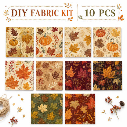10pcs Charm Pack Set Maple leaf Pumpkin Autumn Vintage Style Pattern Handmade DIY with Rich Color and Texture Elements 100% Polyester Patchwork in 10 Design Styles Suitable for Patchwork DIY Craft Projects DIY Wallet Making Gift Giving Bag Making Mother's