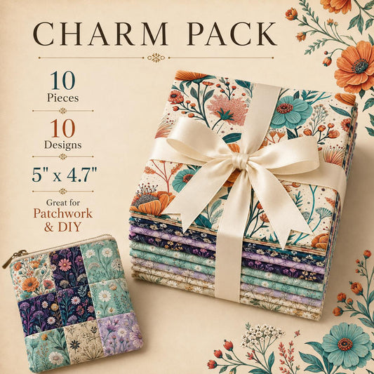 10pcs Charm Pack Set Floral Pattern Vintage Style Handmade DIY with Rich Color and Texture Elements 100% Polyester Patchwork in 10 Design Styles Suitable for Patchwork DIY Craft Projects DIY Wallet Making Gift Giving Bag Making Mother's Day Gift