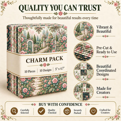 10Pc/Set Flower Tree House Series Fat Quarter Fabric, Pre-Cut Square Fabric Assort, Fabric Set, Craft Fabric, Handmade DIY Patchwork Fabric,Home Quilting Sewing Fabric, Packaging Fabric, Scrapbooking Craft Hobbyist