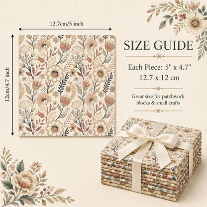 10pcs Charm Pack Set Floral Vintage Style Pattern Handmade DIY with Rich Color and Texture Elements 100% Polyester Patchwork in 10 Design Styles Suitable for Patchwork DIY Craft Projects DIY Wallet Making Gift Giving Bag Making Mother's Day Gift