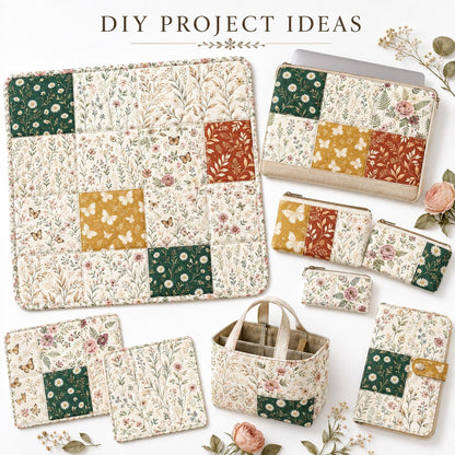 10pcs Charm Pack Set Floral Pattern 100% Polyester Patchwork in 10 Design Styles, Ready-to-Sew Without Cutting, Suitable For Patchwork Wallet Making Gift Giving Tote Bags Coasters DIY Craft Projects
