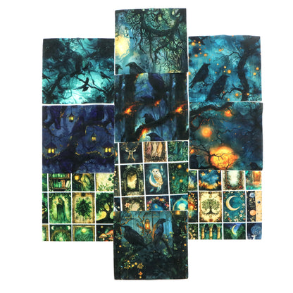 10Pc/Set Crow Series Owl Deer Mushroom Fat Quarter Fabric, Pre-Cut Square Fabric Assort, Fabric Set, Craft Fabric, Handmade DIY Patchwork Fabric,Home Quilting Sewing Fabric, Packaging Fabric, Scrapbooking Craft Hobbyist