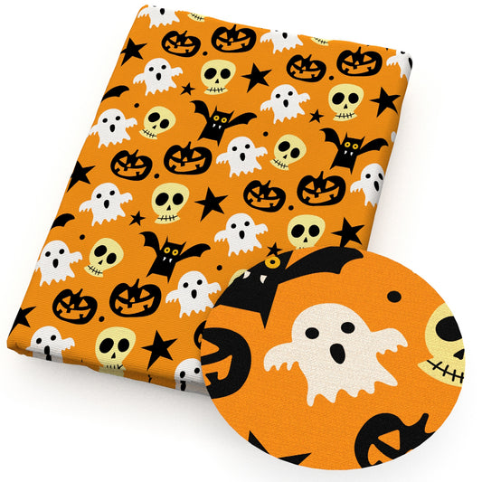 halloween skull ghost skeleton bones fabric