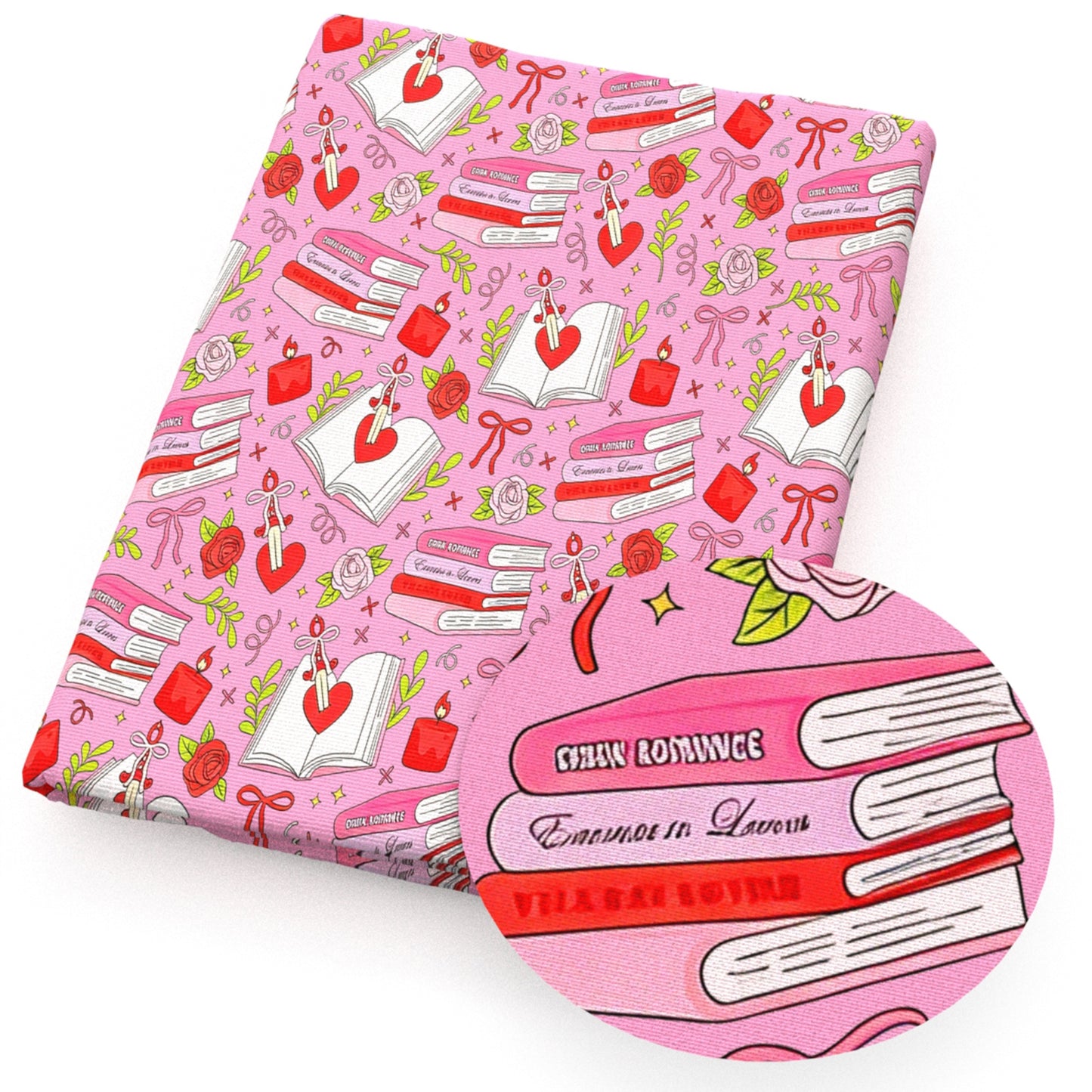 book heart love candles fabric