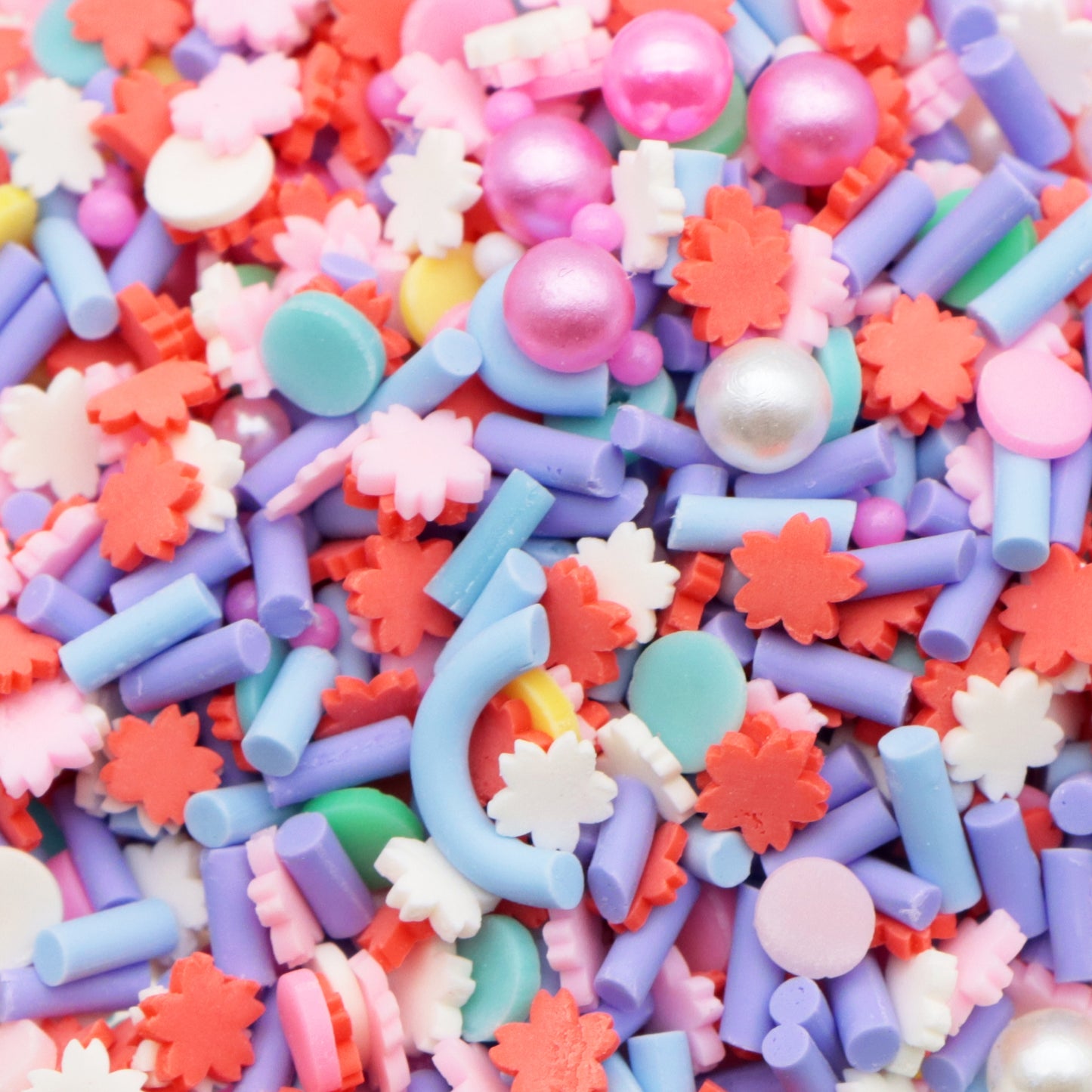 20g/pack Mixed Nail Art Polymer Clay Slices & Faux Pearl Beads - Star Flower Shaped,Unscented - Slime Charms for Resin, Lip Gloss DIY, Nail Art & Crafts