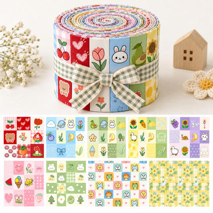 10Pc/Set, Making 10 Images 1pc Each, Each Size: 6.3*50cm Duck Animal Series Sliced Fabric Set Style Combination, Polyester Jelly Roll Fabric Strips, Pre-Cut Quilting Squares, For Quilting DIY, Handicrafts And Sewing, Blankets, Rugs, Interior Decoration, H