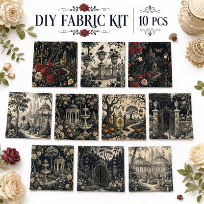 10Pc/Set Halloween Flower Series Fat Quarter Fabric, Pre-Cut Square Fabric Assort, Fabric Set, Craft Fabric, Handmade DIY Patchwork Fabric,Home Quilting Sewing Fabric, Packaging Fabric, Scrapbooking Craft Hobbyist