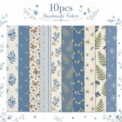 10pcs Vintage Floral Blue & White Pattern Purple Jelly Roll Fabric Strips 2.5X19.7inch Pre-cut 100% Polyester for Patchwork Quilts, Table Runners, Placemats, Tote Bags, Storage Pouches, Makeup Bags, Coasters, Quilt Blocks & Binding