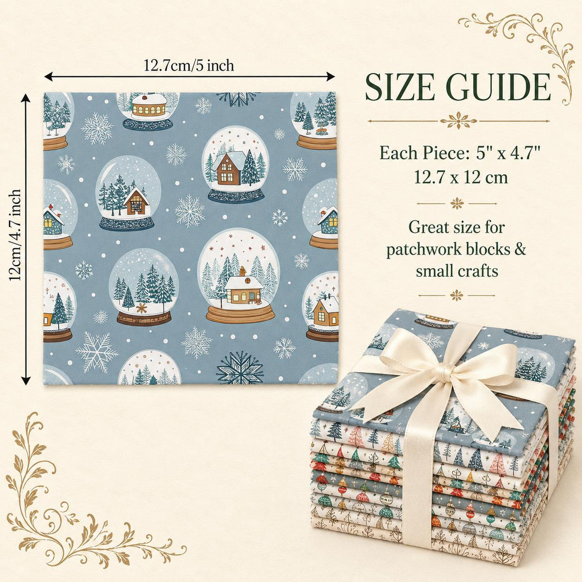 10Pc/Set Christmas Series Deer Tree House Fat Quarter Fabric, Pre-Cut Square Fabric Assort, Fabric Set, Craft Fabric, Handmade DIY Patchwork Fabric,Home Quilting Sewing Fabric, Packaging Fabric, Scrapbooking Craft Hobbyist