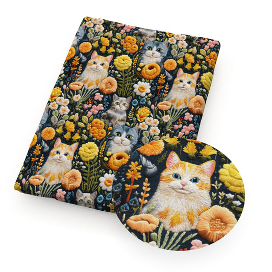flowerfloral cat imitation embroidery series fabric