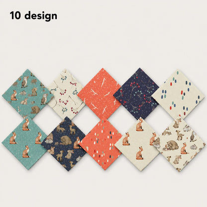 10pcs Charm Pack Set Fox Owl Bunny Pattern 100% Polyester Patchwork in 10 Design Styles, Ready-to-Sew Without Cutting, Suitable For Patchwork Wallet Making Gift Giving Tote Bags Coasters DIY Craft Projects