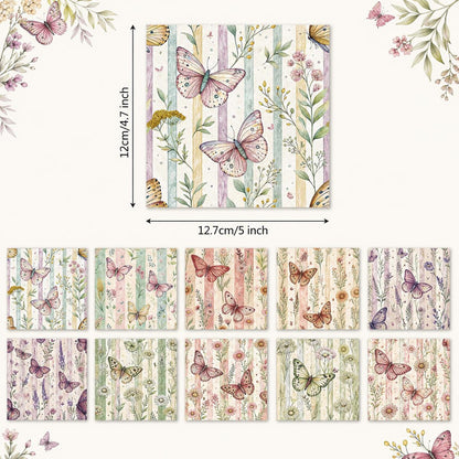 10Pc/Set Flower Stripe Butterfly Series Fat Quarter Fabric, Pre-Cut Square Fabric Assort, Fabric Set, Craft Fabric, Handmade DIY Patchwork Fabric,Home Quilting Sewing Fabric, Packaging Fabric, Scrapbooking Craft Hobbyist