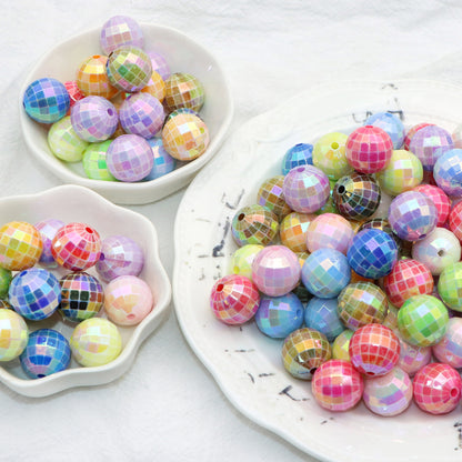 10Pcs Iridescent Bounce Ball Acrylic Beads 16mm Mixed Colors Geometry Acrylic Spacer Beads Charms with Hole Ideal for DIY Jewelry Making DIY Bracelet Necklace Chain Earrings Charm Pen Bangle Decors Festive Craft Supplies