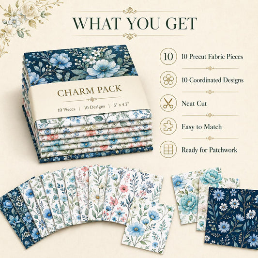 10Pc/Set Flower Series Daisy Leaves Fat Quarter Fabric, Pre-Cut Square Fabric Assort, Fabric Set, Craft Fabric, Handmade DIY Patchwork Fabric,Home Quilting Sewing Fabric, Packaging Fabric, Scrapbooking Craft Hobbyist