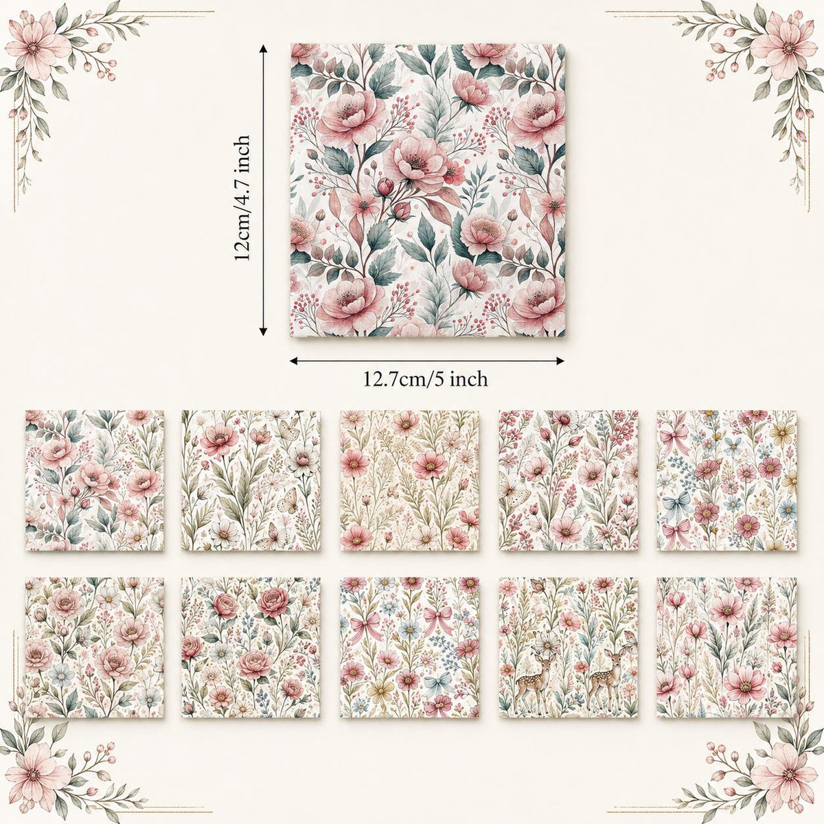 10Pc/Set Flower Series Butterfly Bowknot Fat Quarter Fabric, Pre-Cut Square Fabric Assort, Fabric Set, Craft Fabric, Handmade DIY Patchwork Fabric,Home Quilting Sewing Fabric, Packaging Fabric, Scrapbooking Craft Hobbyist