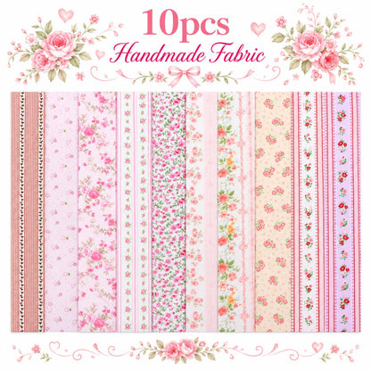 10pcs Vintage Floral Pink Pattern Jelly Roll Fabric Strips 2.5X19.7inch Pre-cut 100% Polyester for Patchwork Quilts, Table Runners, Placemats, Tote Bags, Storage Pouches, Makeup Bags, Coasters, Quilt Blocks & Binding Multi-color
