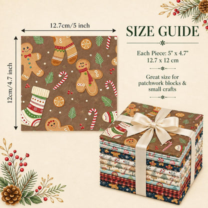 10Pc/Set Christmas Series Lollipop Stripe Plaid Star Crutch Cake Fat Quarter Fabric, Pre-Cut Square Fabric Assort, Fabric Set, Craft Fabric, Handmade DIY Patchwork Fabric,Home Quilting Sewing Fabric, Packaging Fabric, Scrapbooking Craft Hobbyist