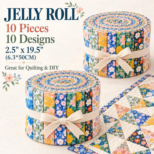 10pcs Vintage Floral Pattern Jelly Roll Fabric Strips 2.5X19.7inch Pre-Cut 100% Polyester For Patchwork Quilts, Table Runners, Placemats, Tote Bags, Storage Pouches, Makeup Bags, Coasters, Quilt Blocks & Binding
