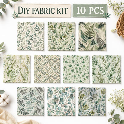 10Pc/Set Blue Leaves Series Rhombus Plaid Fat Quarter Fabric, Pre-Cut Square Fabric Assort, Fabric Set, Craft Fabric, Handmade DIY Patchwork Fabric,Home Quilting Sewing Fabric, Packaging Fabric, Scrapbooking Craft Hobbyist